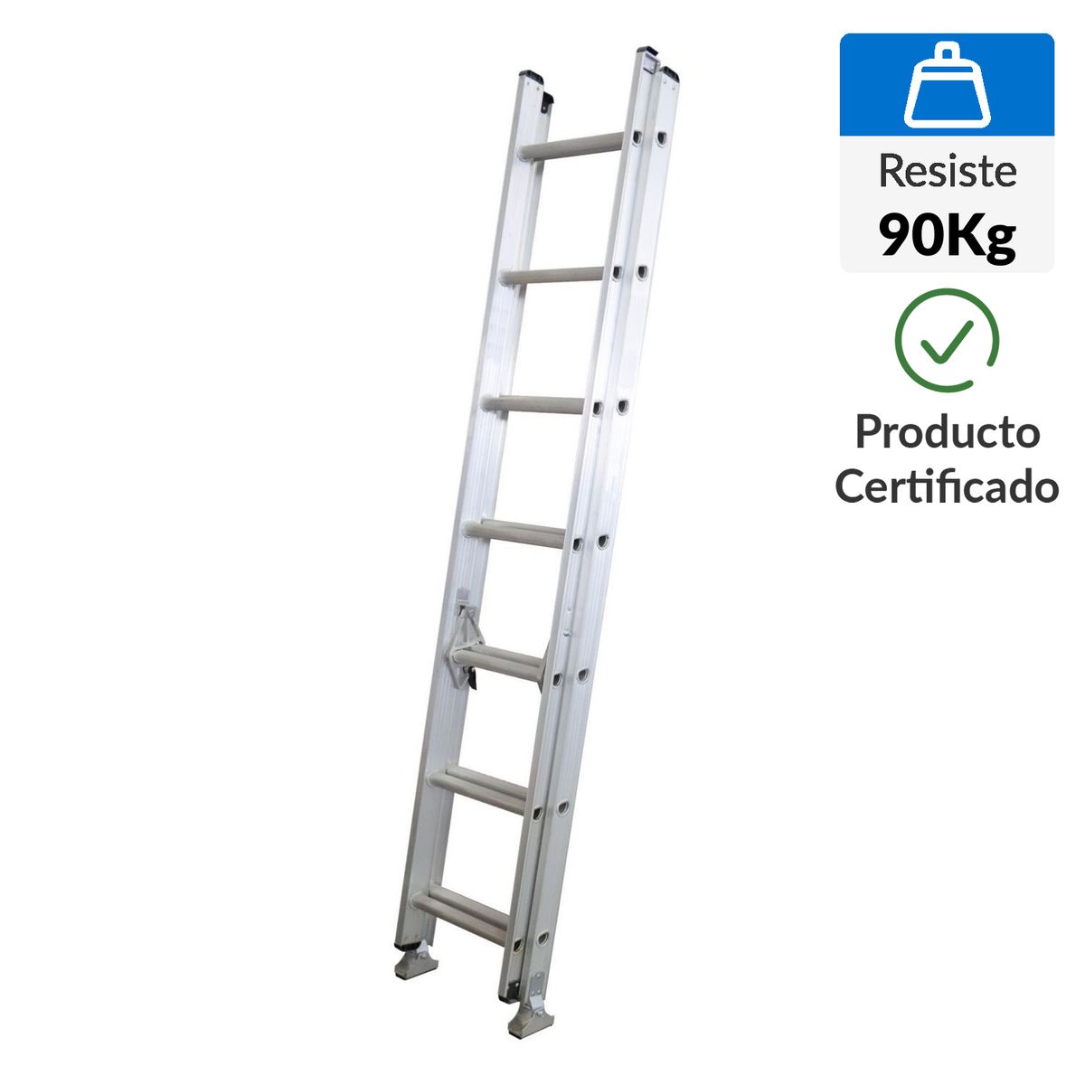 BAUKER - Escalera Telescópica de Aluminio 14 Pasos 90Kg