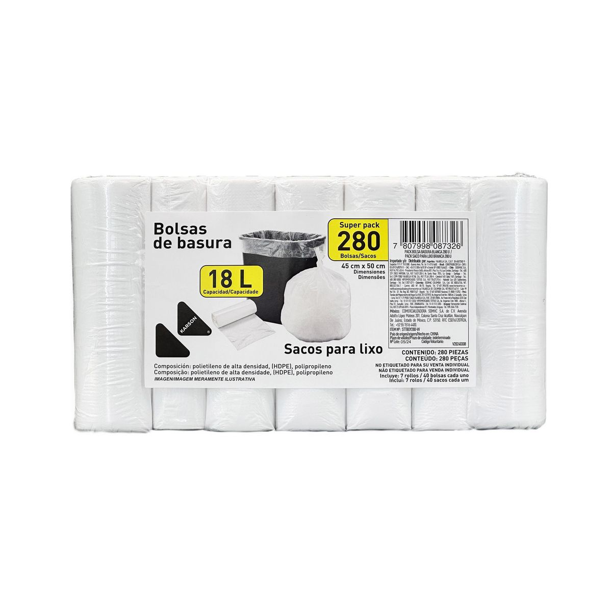 KARSON - Pack Bolsas de Basura Karson 280und