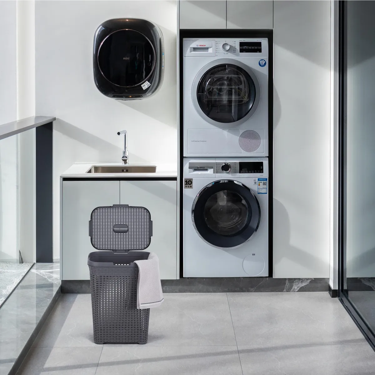 KLEINE WOLKE - Cesto de Ropa Gris 70L