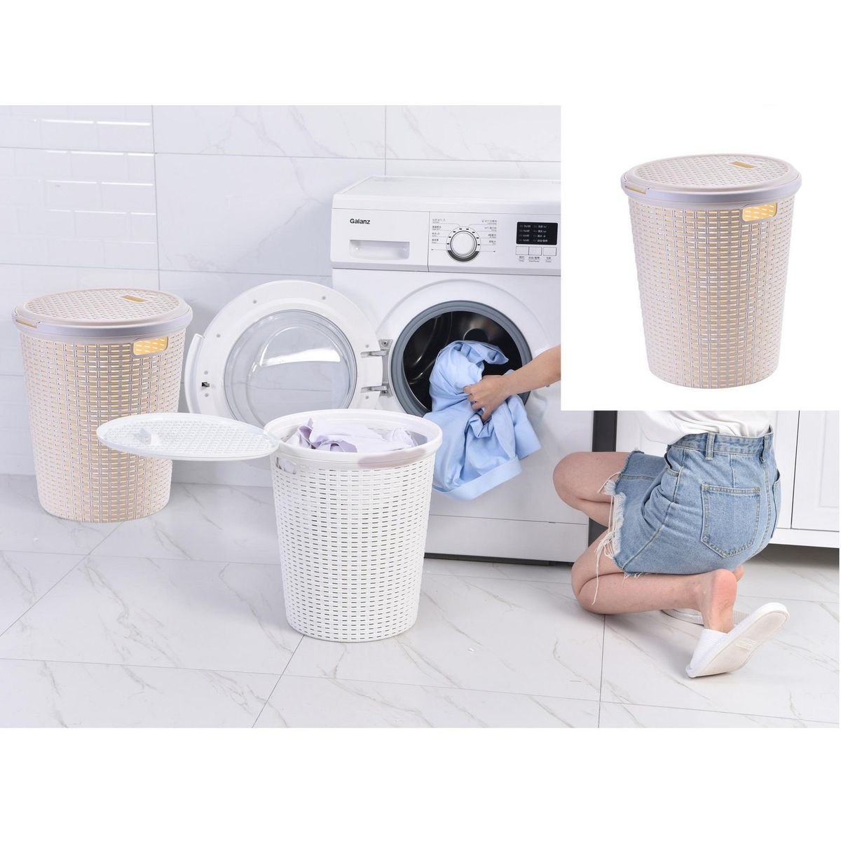 KLEINE WOLKE - Cesto de Ropa Blanco 40L Kleine