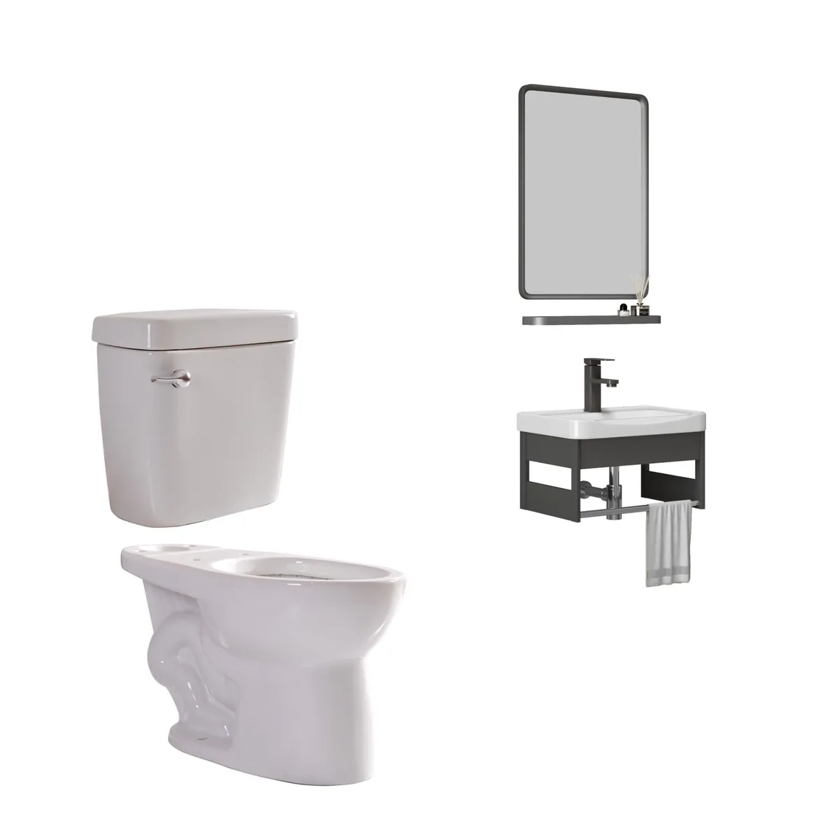 SENSI DACQUA - Combo Mueble Espejo Repisa + Estanque Seul Blanco + Taza Seul Blanco