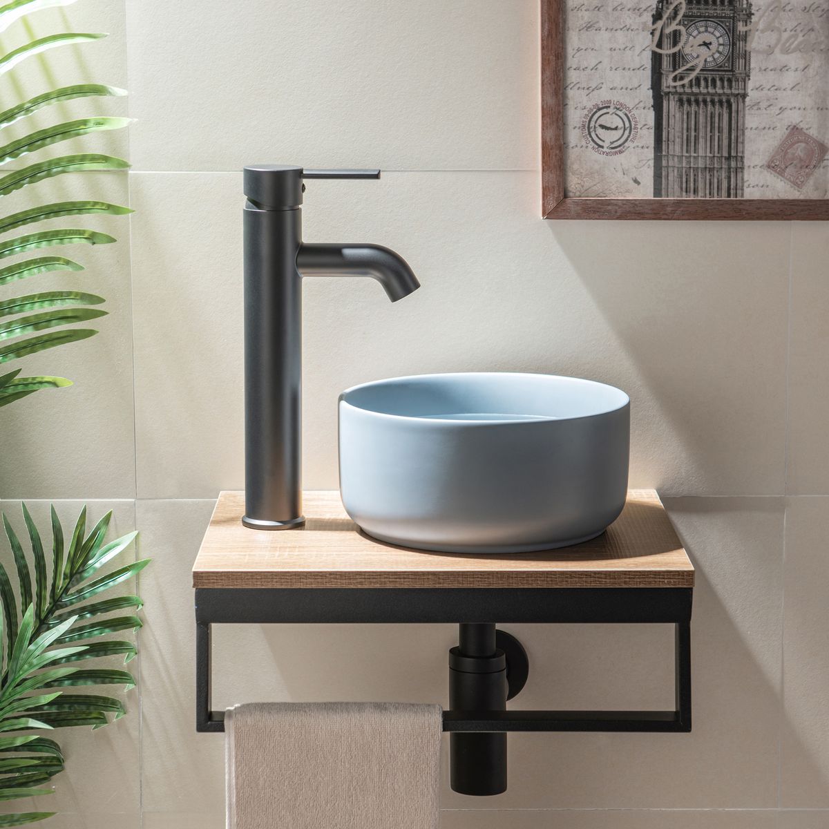 SENSI DACQUA - Combo Full Noruega Lavamanos + Grifería + Toallero + Sifón