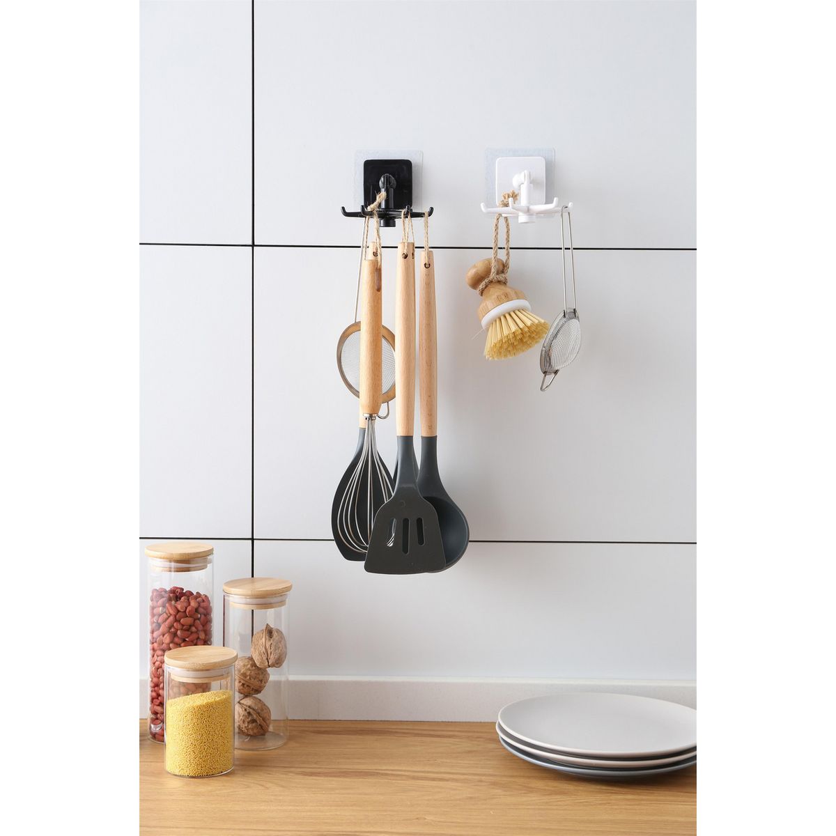 SENSI DACQUA - Gancho Rotación Adhesivo Negro