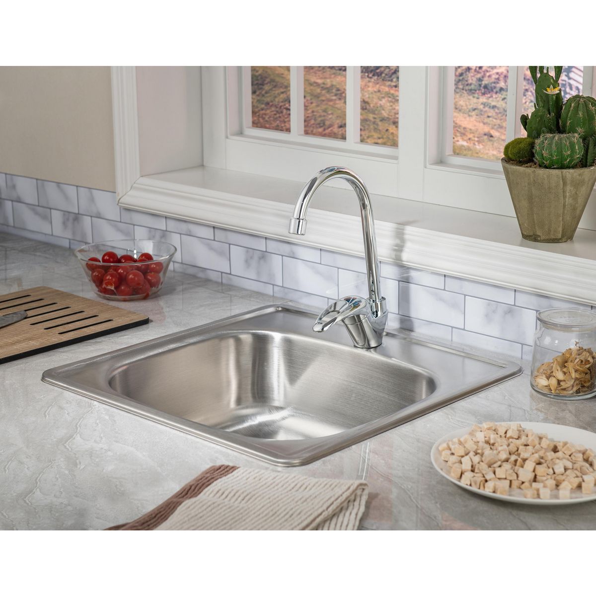 SENSI DACQUA - Combo Lavadero de Cocina Acero Inoxidable 1 Poza + Grifería