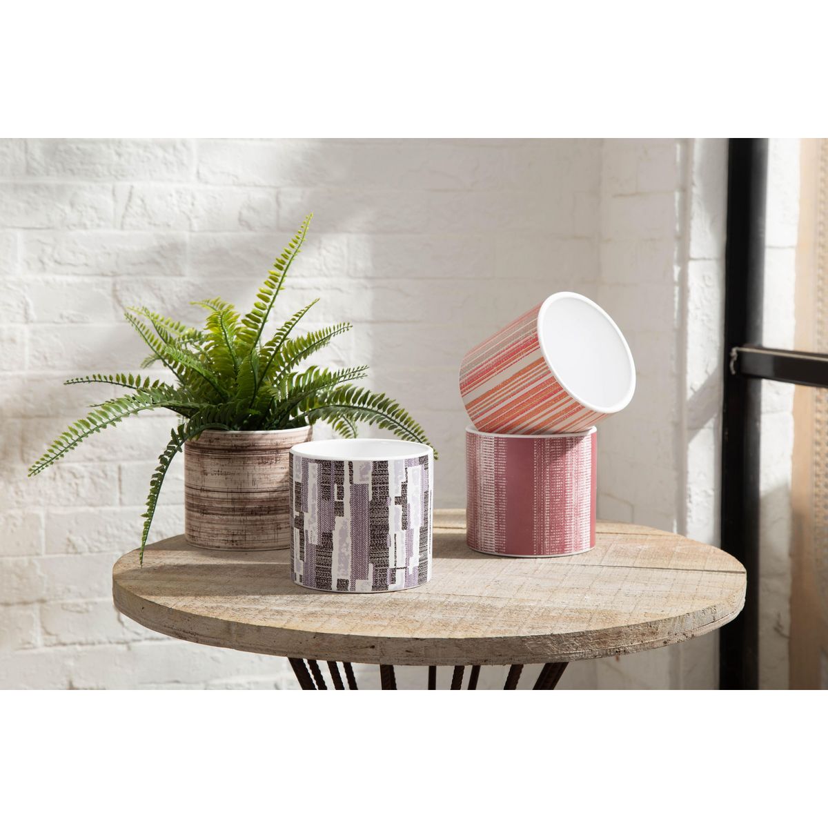 JUST HOME COLLECTION - Macetas de Cerámica 13cm Diseño de Pinturas Variados