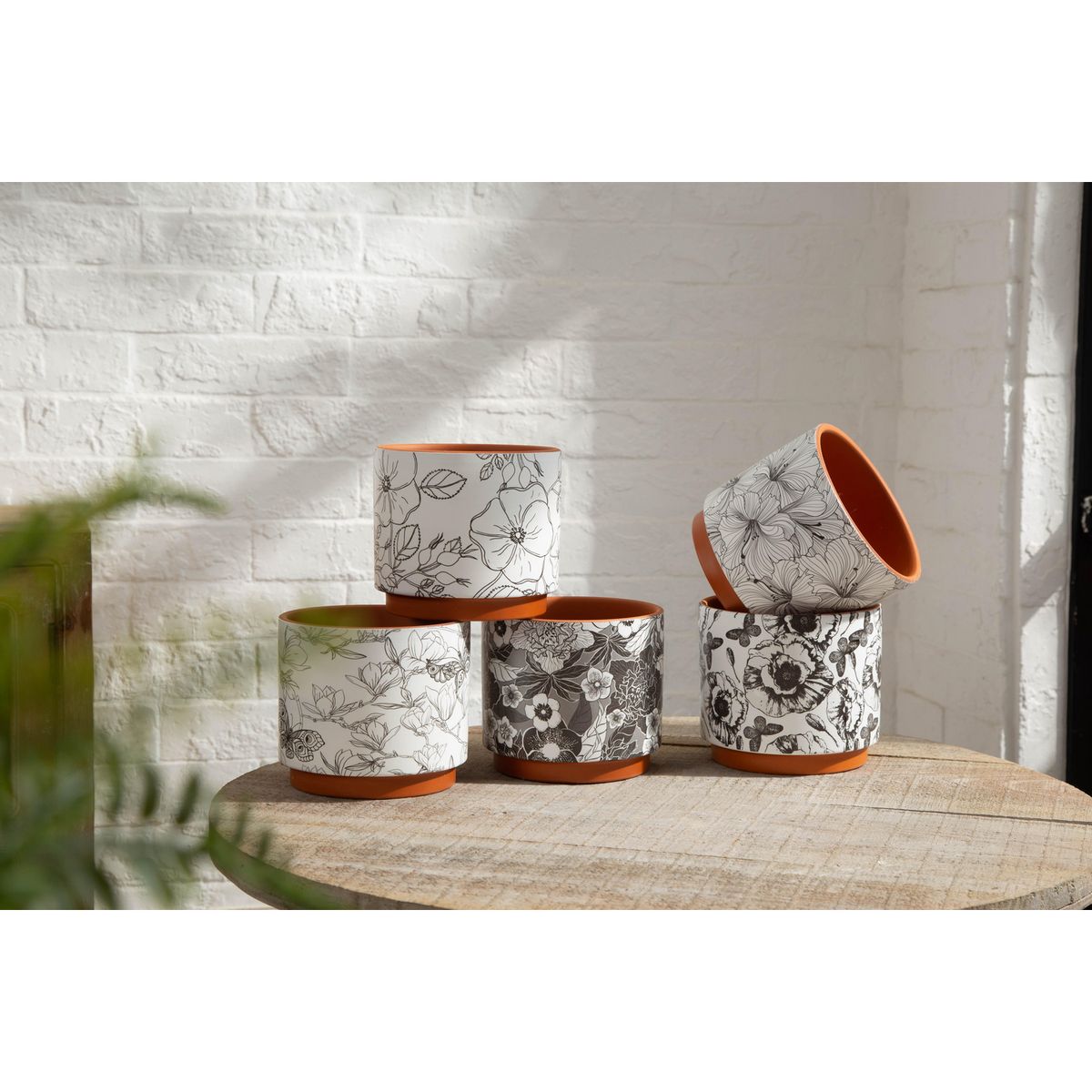 JUST HOME COLLECTION - Maceta Cerámica Floreada 14cm