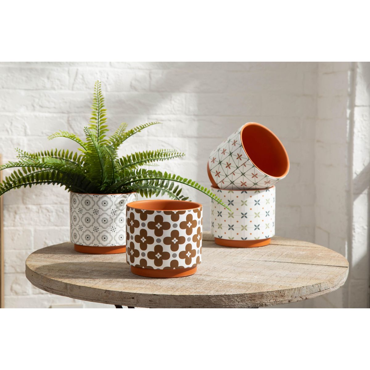 JUST HOME COLLECTION - Macetas de Cerámica 14cm Diseños de Patrones Variados