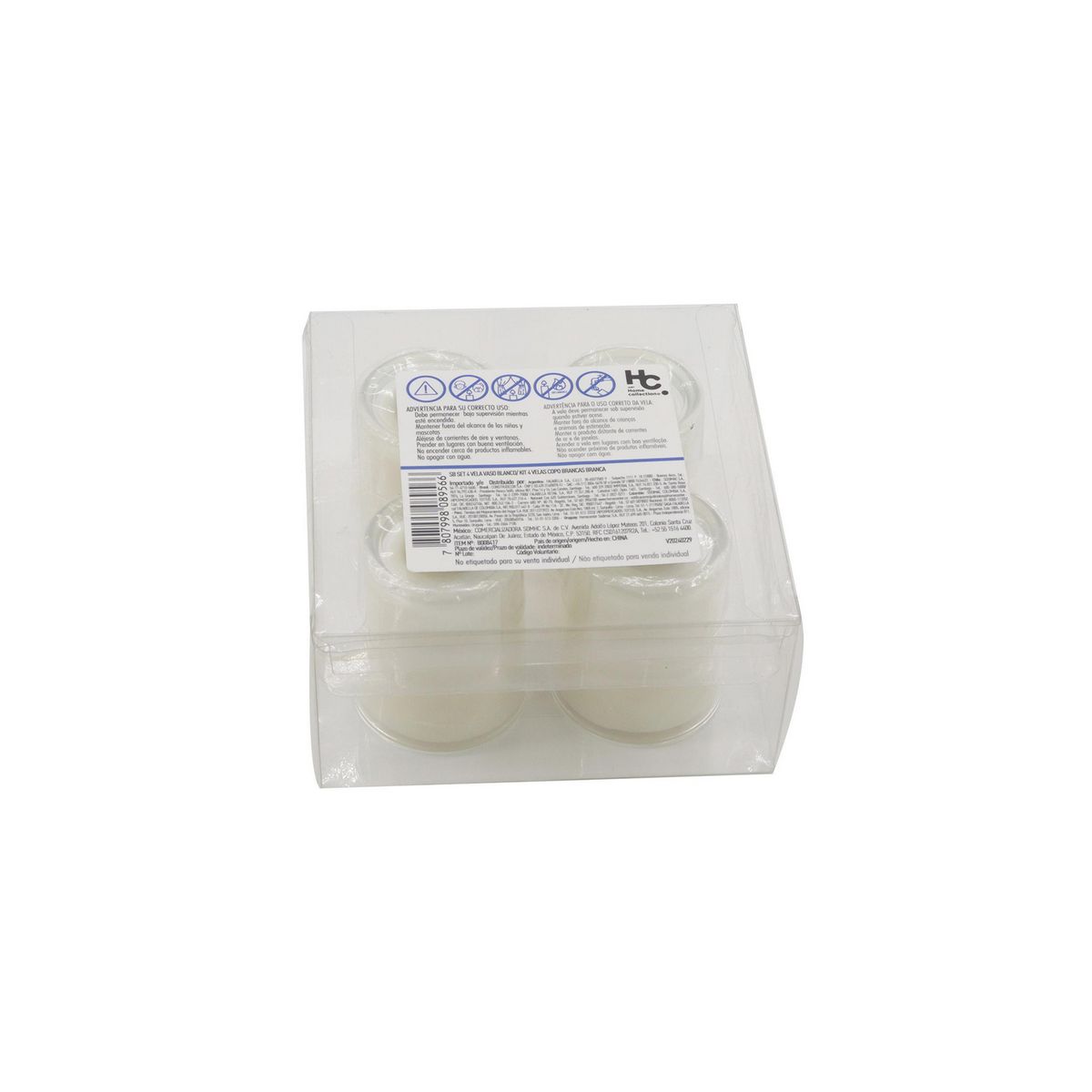 JUST HOME COLLECTION - SB Set 4 Velas en Vaso Blanco