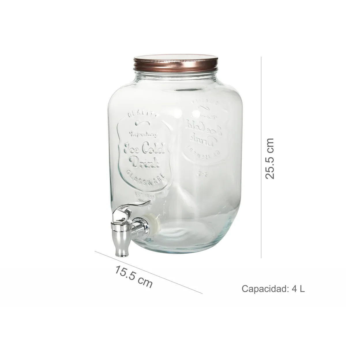 JUST HOME COLLECTION - Dispensador de Agua Vidrio 4l