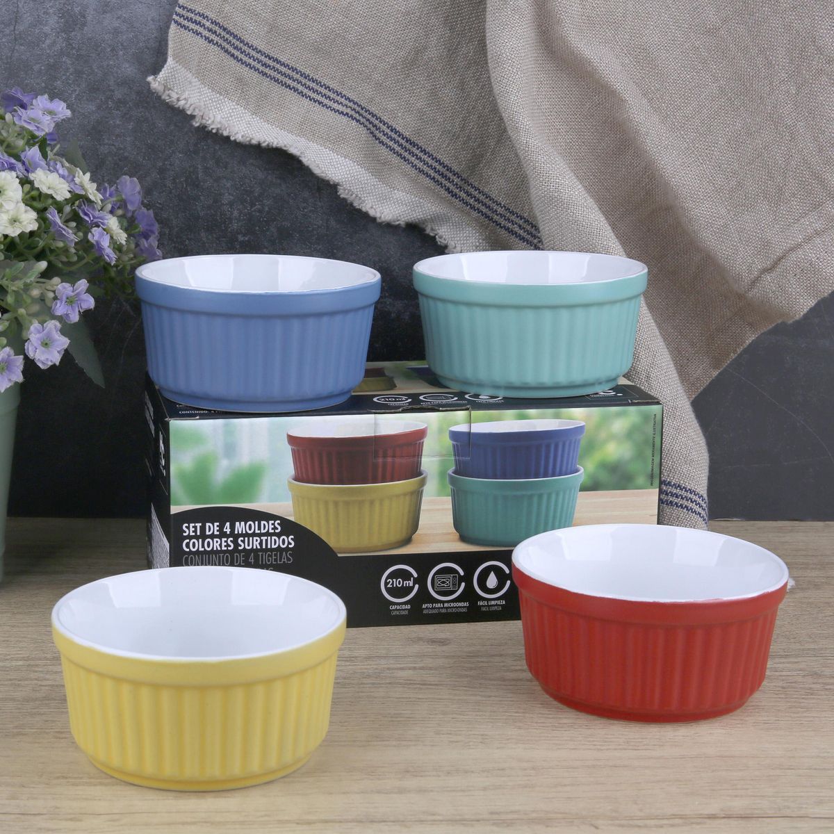 JUST HOME COLLECTION - Juego de 4 Moldes Multiuso Colores Surtidos