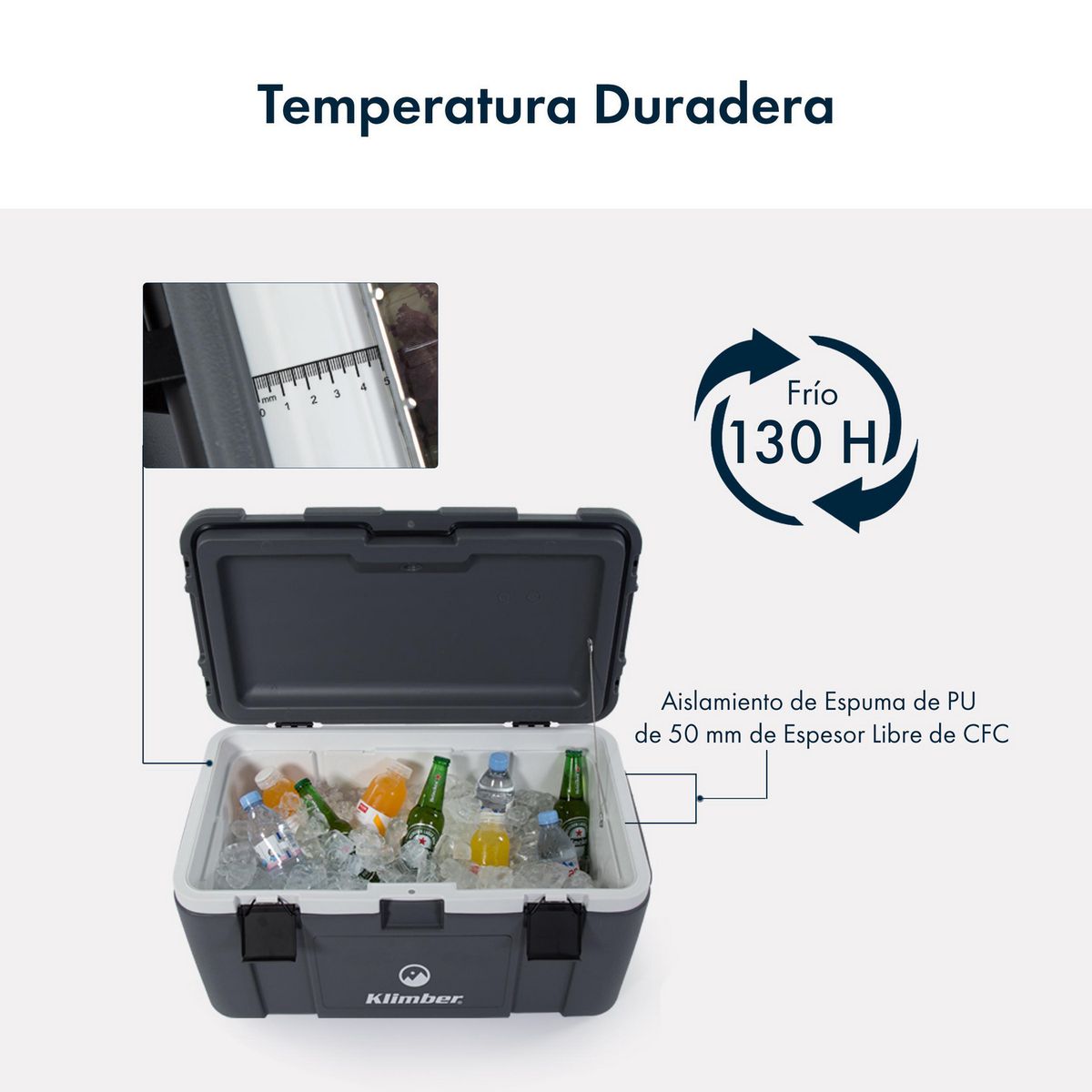 KLIMBER - Cooler Klimber Gris Oscuro 70 Litros