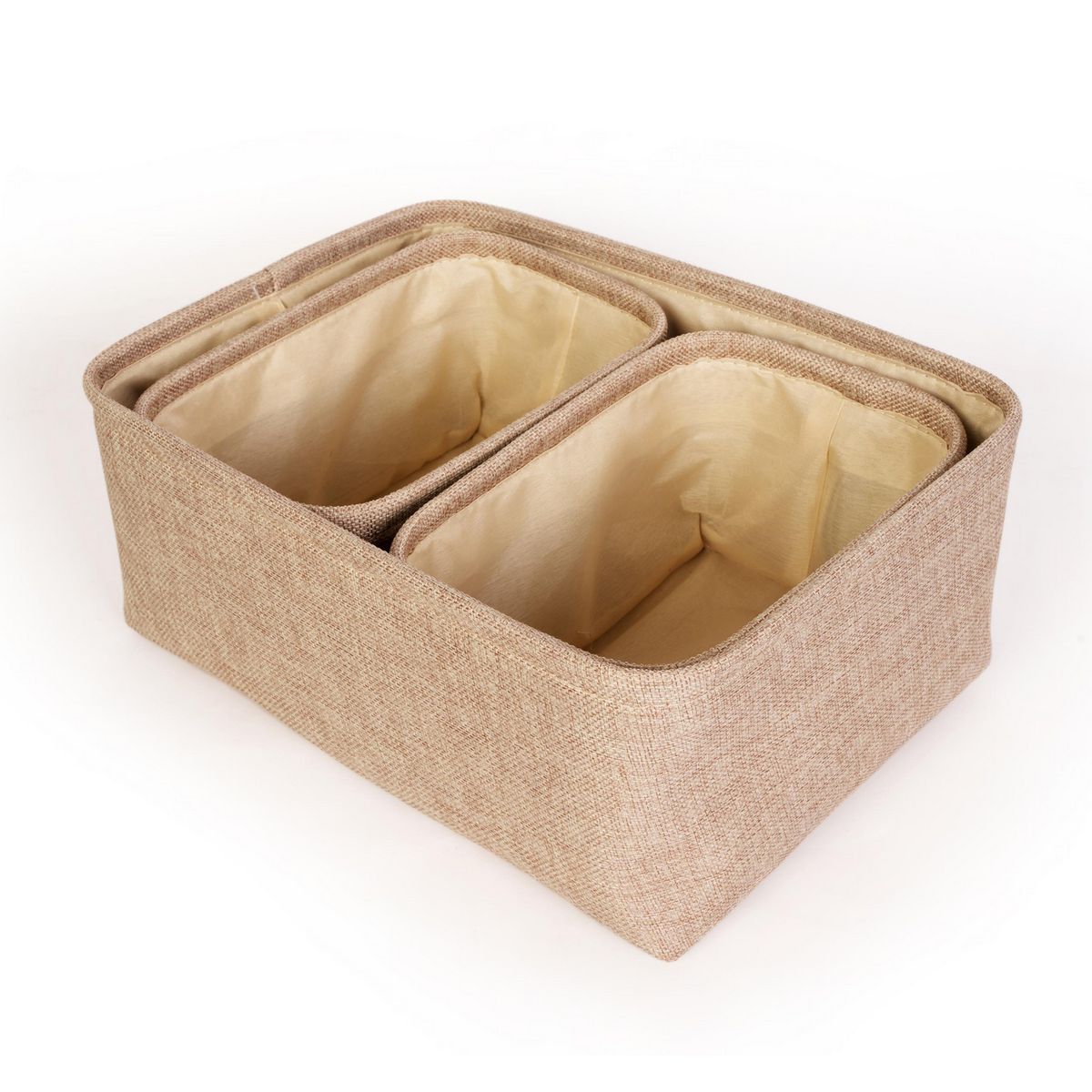 JUST HOME COLLECTION - Set de 3 Canastas de Tela Beige