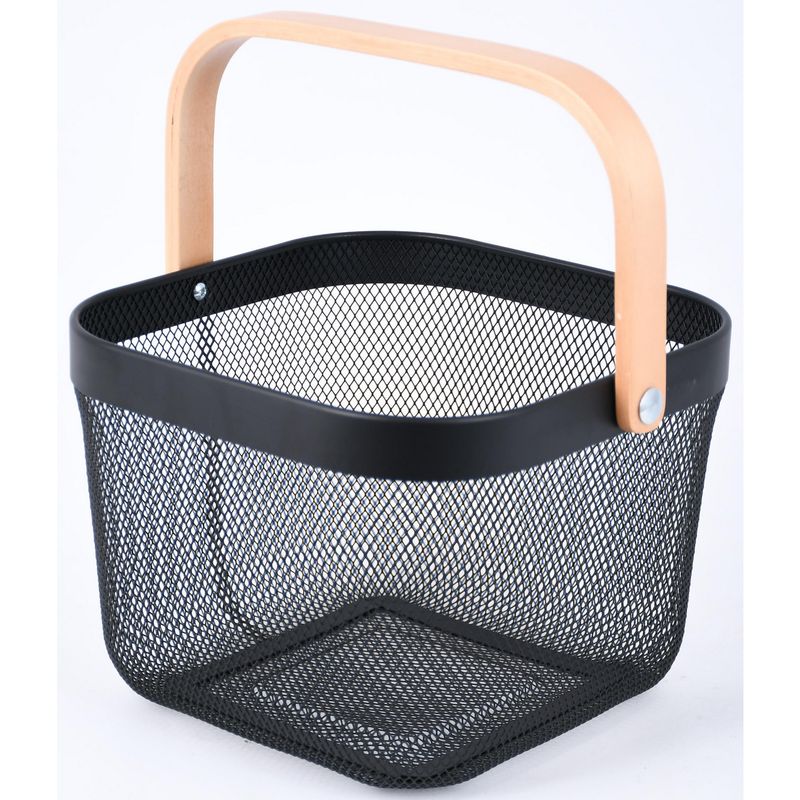 JUST HOME COLLECTION - Canasto Multiuso Negro Mango de Madera