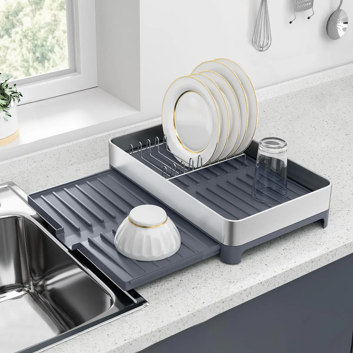JUST HOME COLLECTION - Secaplatos Extendible Inoxidable/Plástico