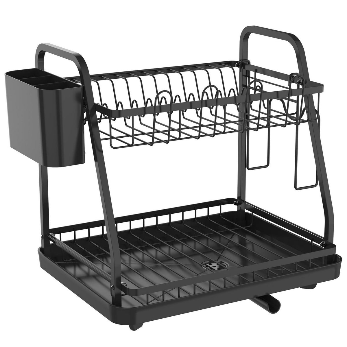 JUST HOME COLLECTION - Secaplatos 2 Niveles Metálico Negro