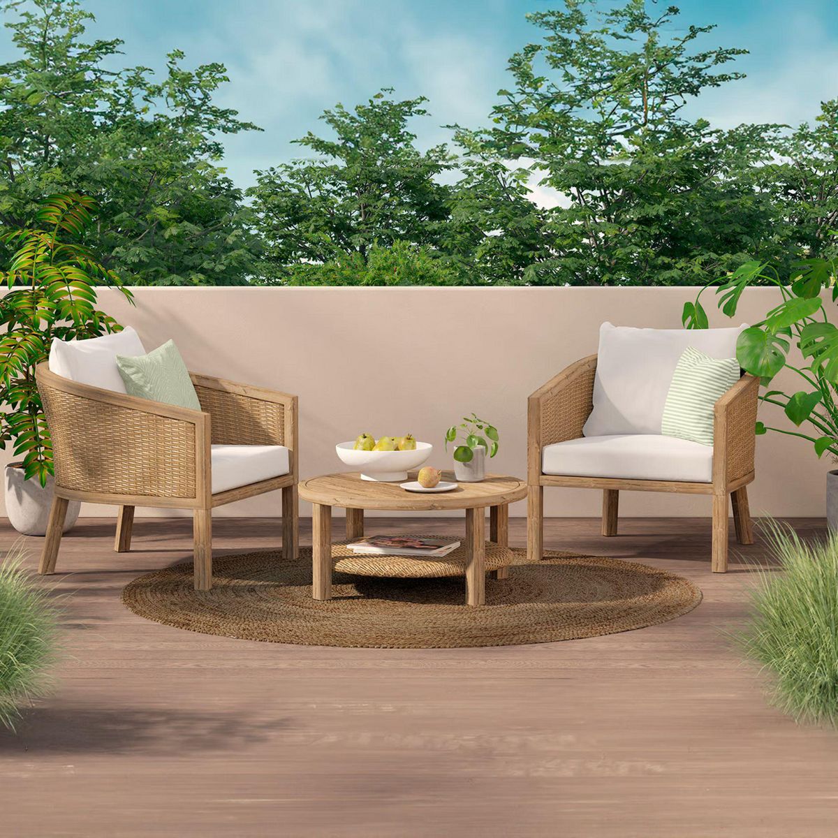 JUST HOME COLLECTION - Juego de Balcón 2 Personas Madera Isla