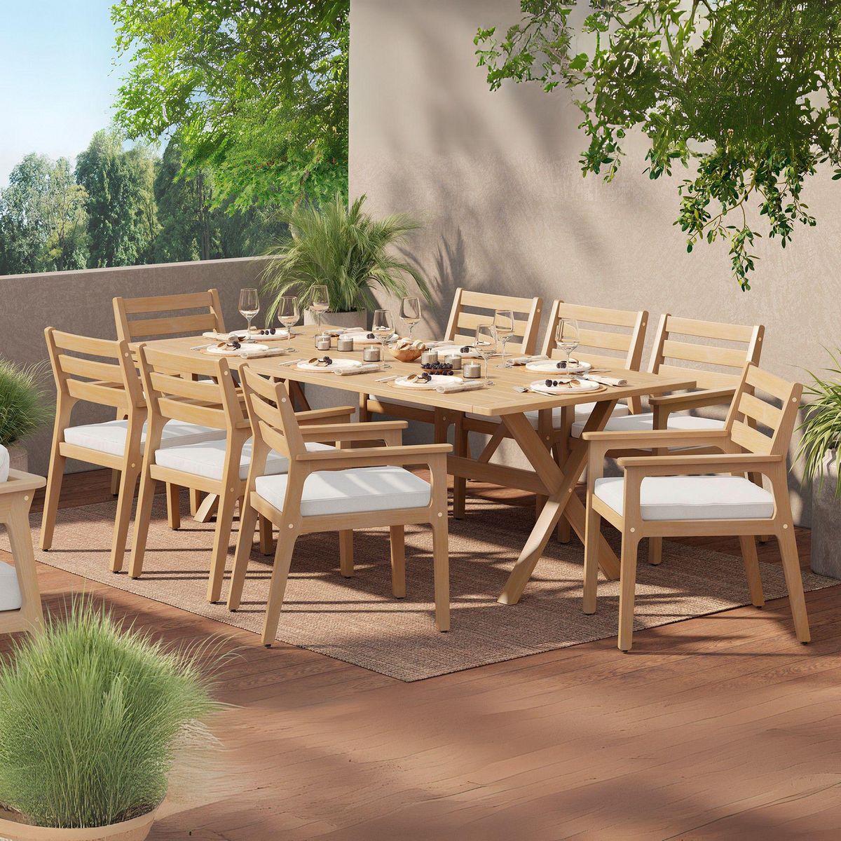 JUST HOME COLLECTION - Juego de Comedor de Terraza 8 Personas Cali