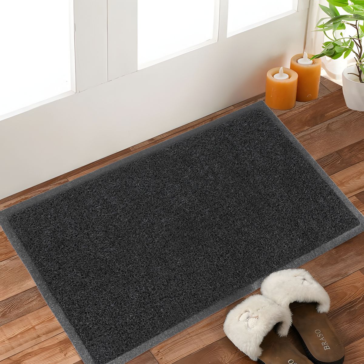 JUST HOME COLLECTION - Limpiapies de Entrada 45x75 cm Negro