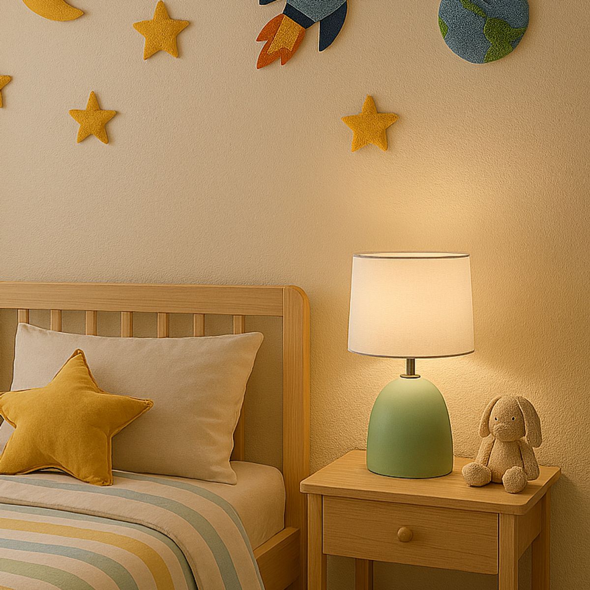 JUST HOME COLLECTION - Lámpara de Mesa Cerámica 1 Luz E27 Verde