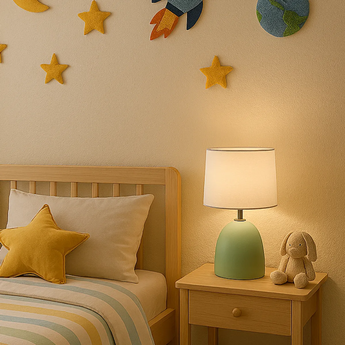 JUST HOME COLLECTION - Lámpara de Mesa Cerámica 1 Luz E27 Verde