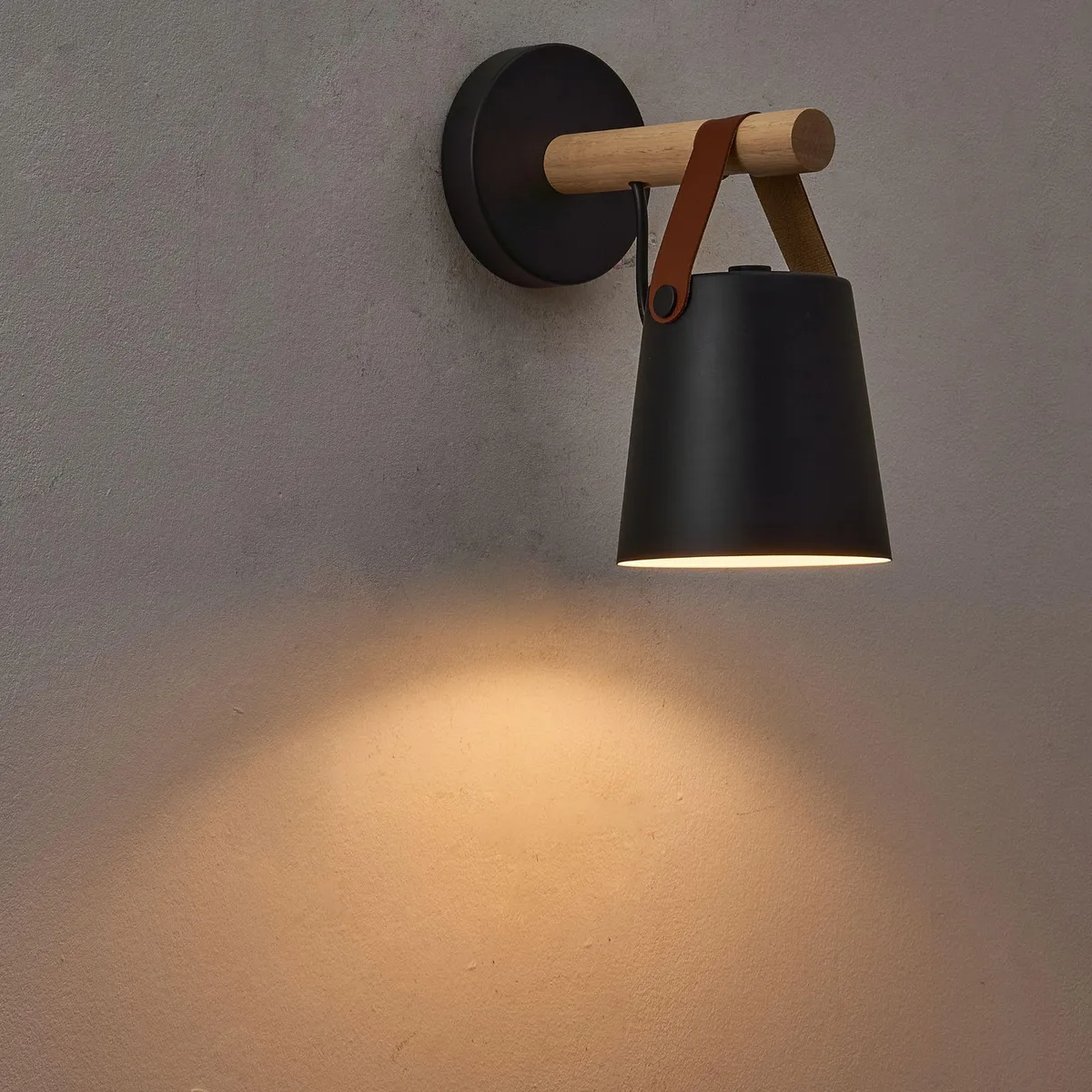 JUST HOME COLLECTION - Aplique de Pared Nórdico 1L E27 Negro