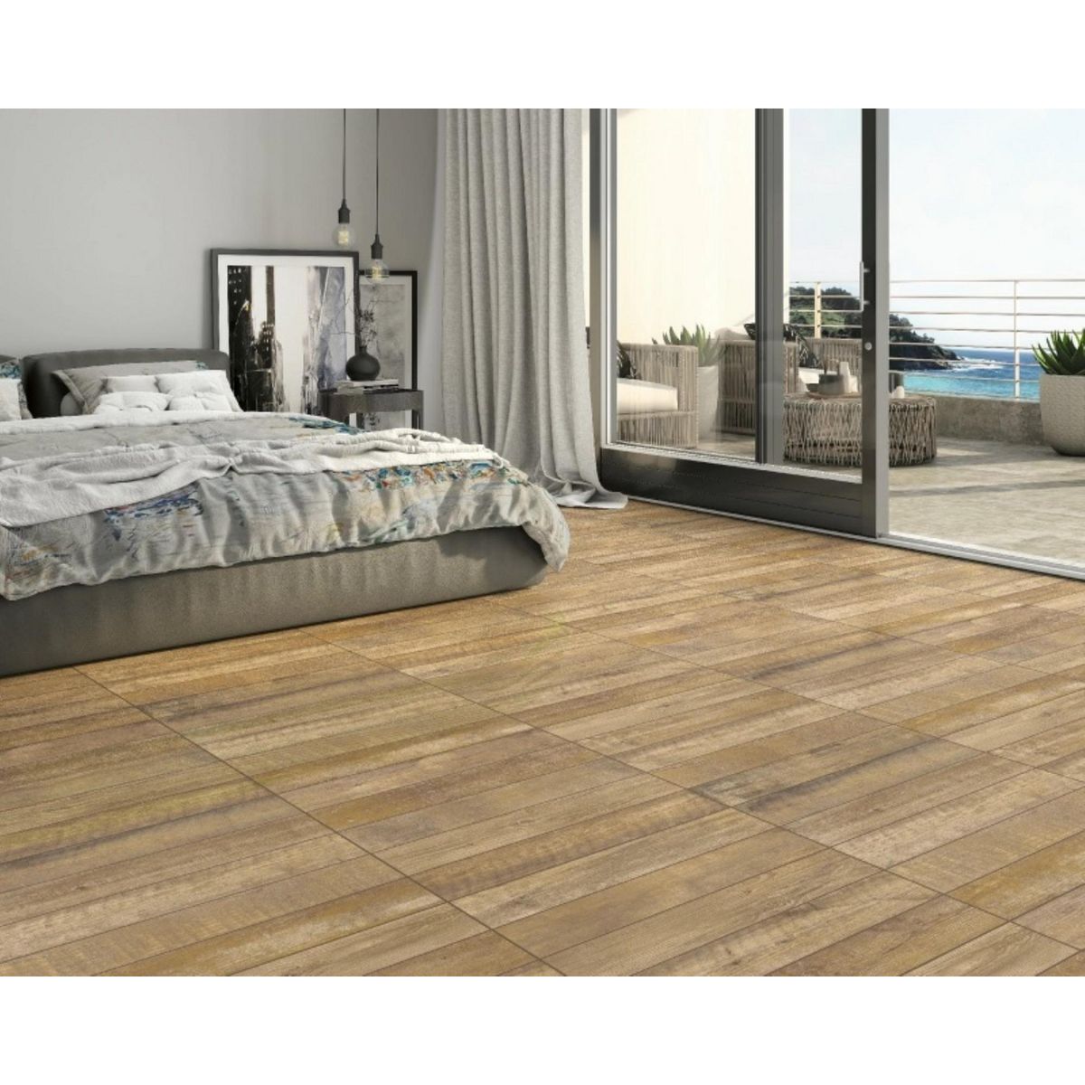 HOLZTEK - Cerámica Café 57x57 Maderadas Satín 2.59 m2