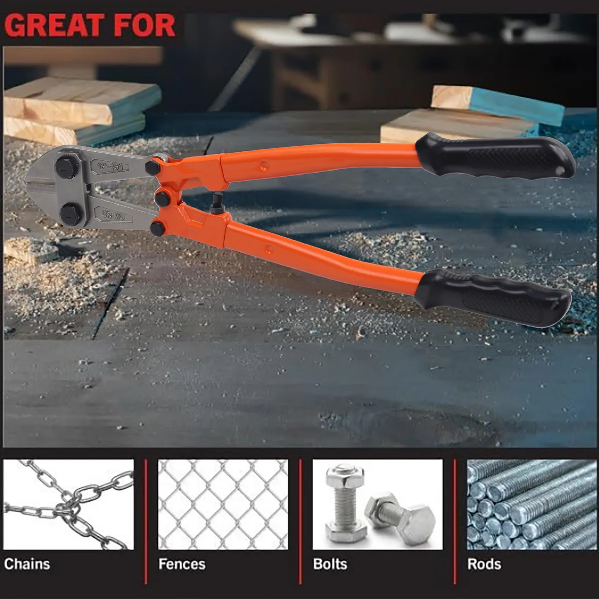 BAUKER - Cizalla de Acero Corte Recto 450mm