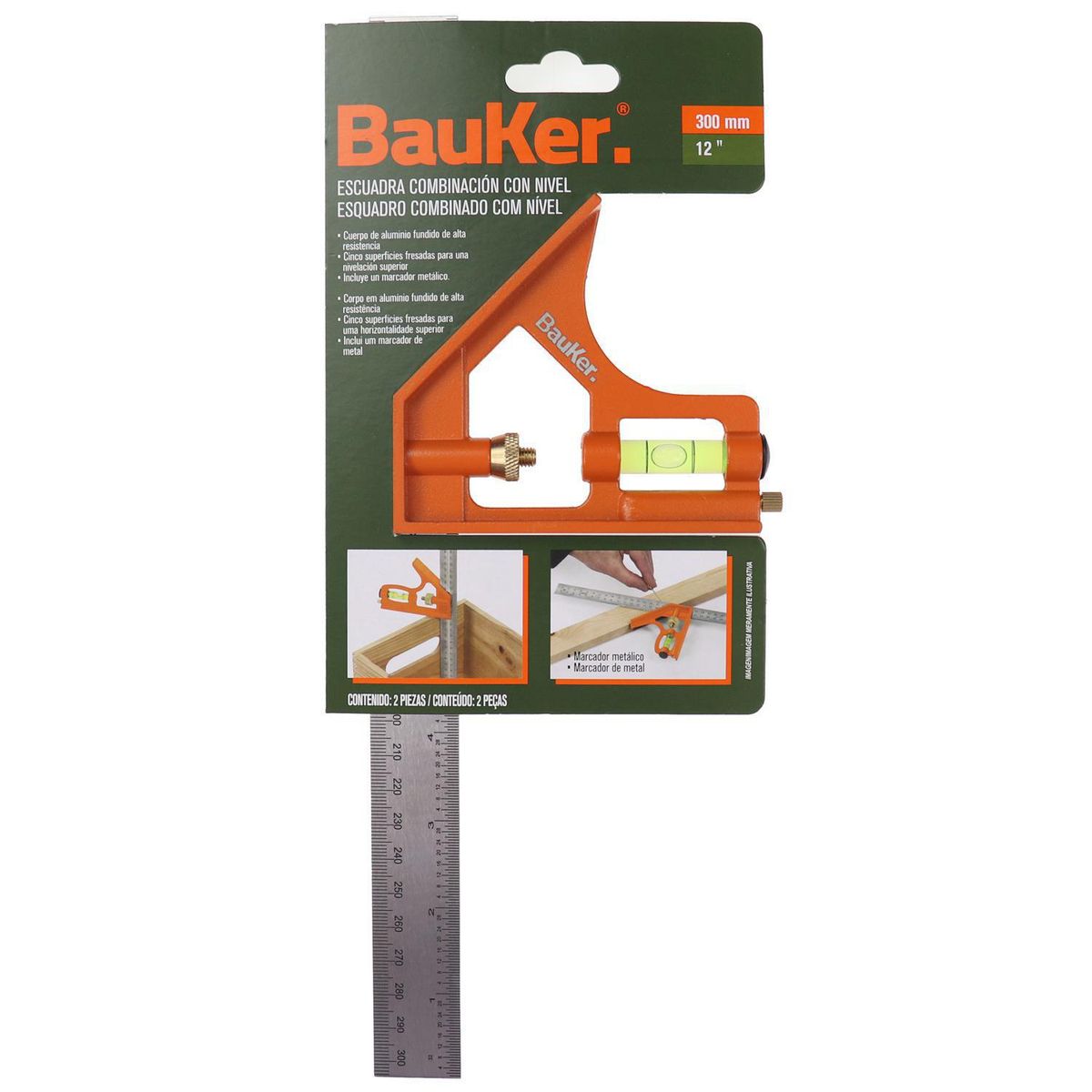 BAUKER - Angulo Con Nivel 12PG 300mm