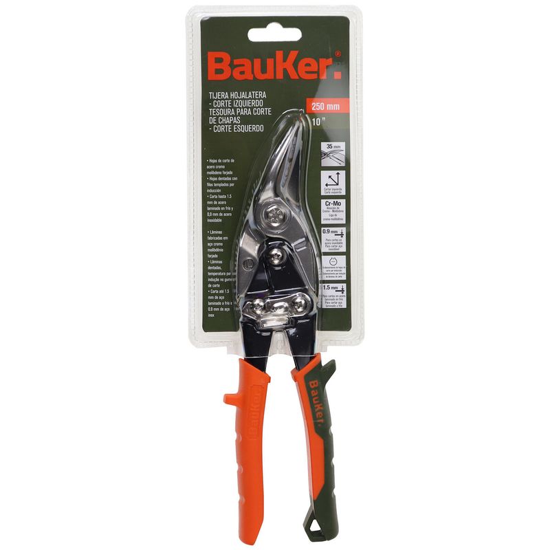 BAUKER - Tijera Hojalatera Corte Izquierdo Bauker