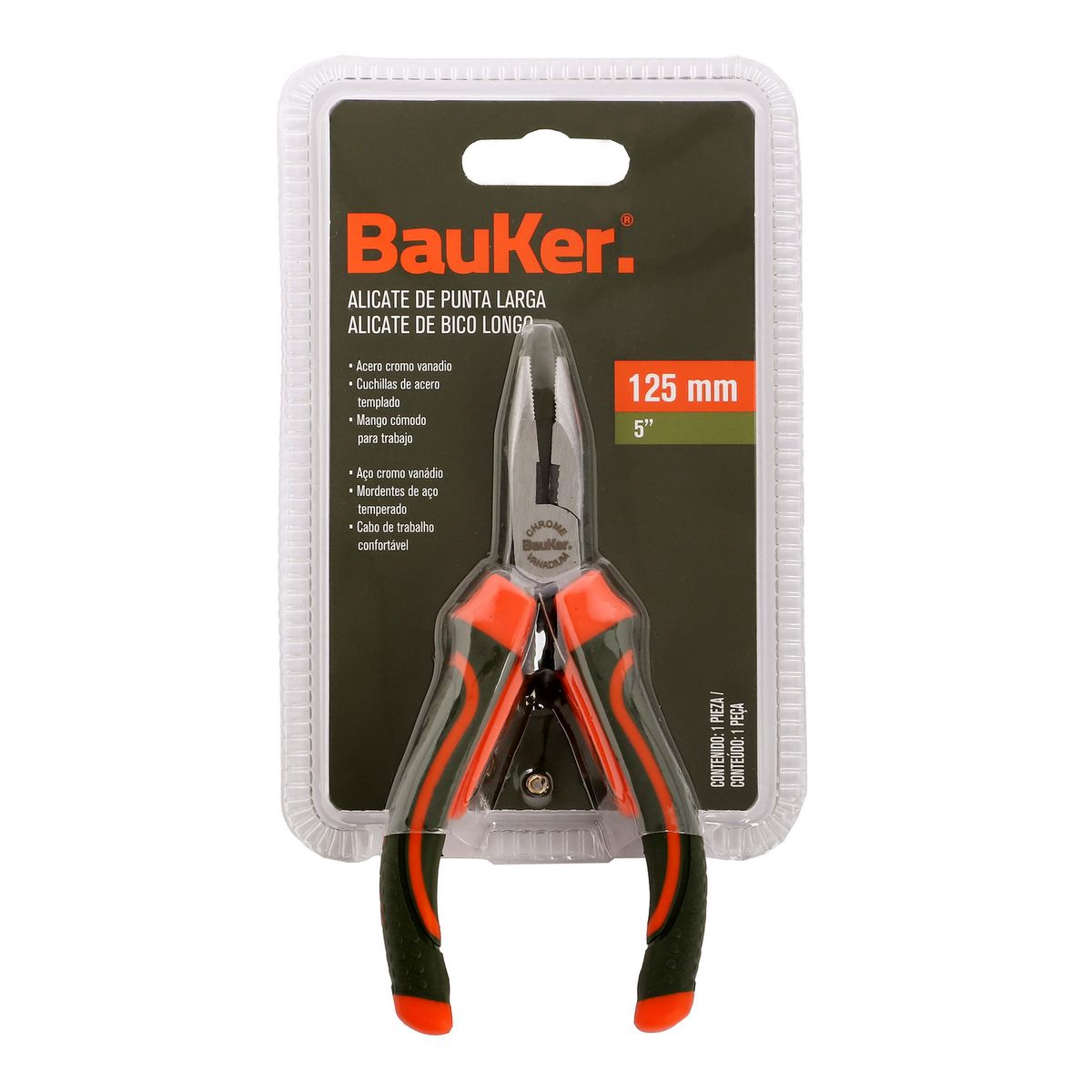 BAUKER - Alicate de Punta Larga 130 mm
