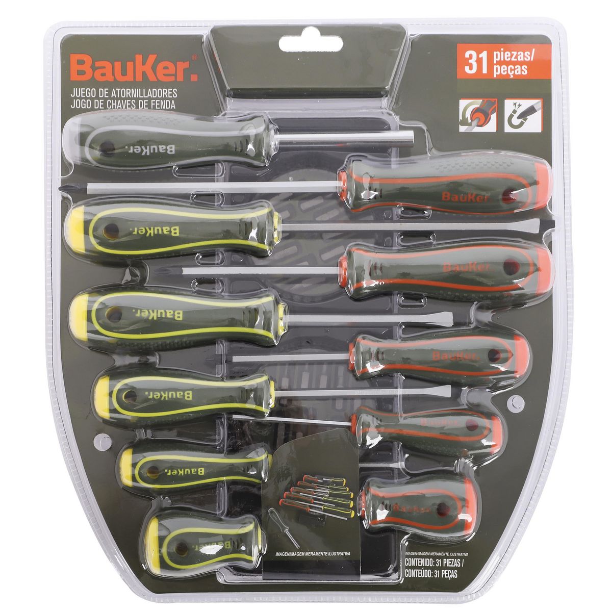 BAUKER - Juego de Destornilladores 31 Piezas
