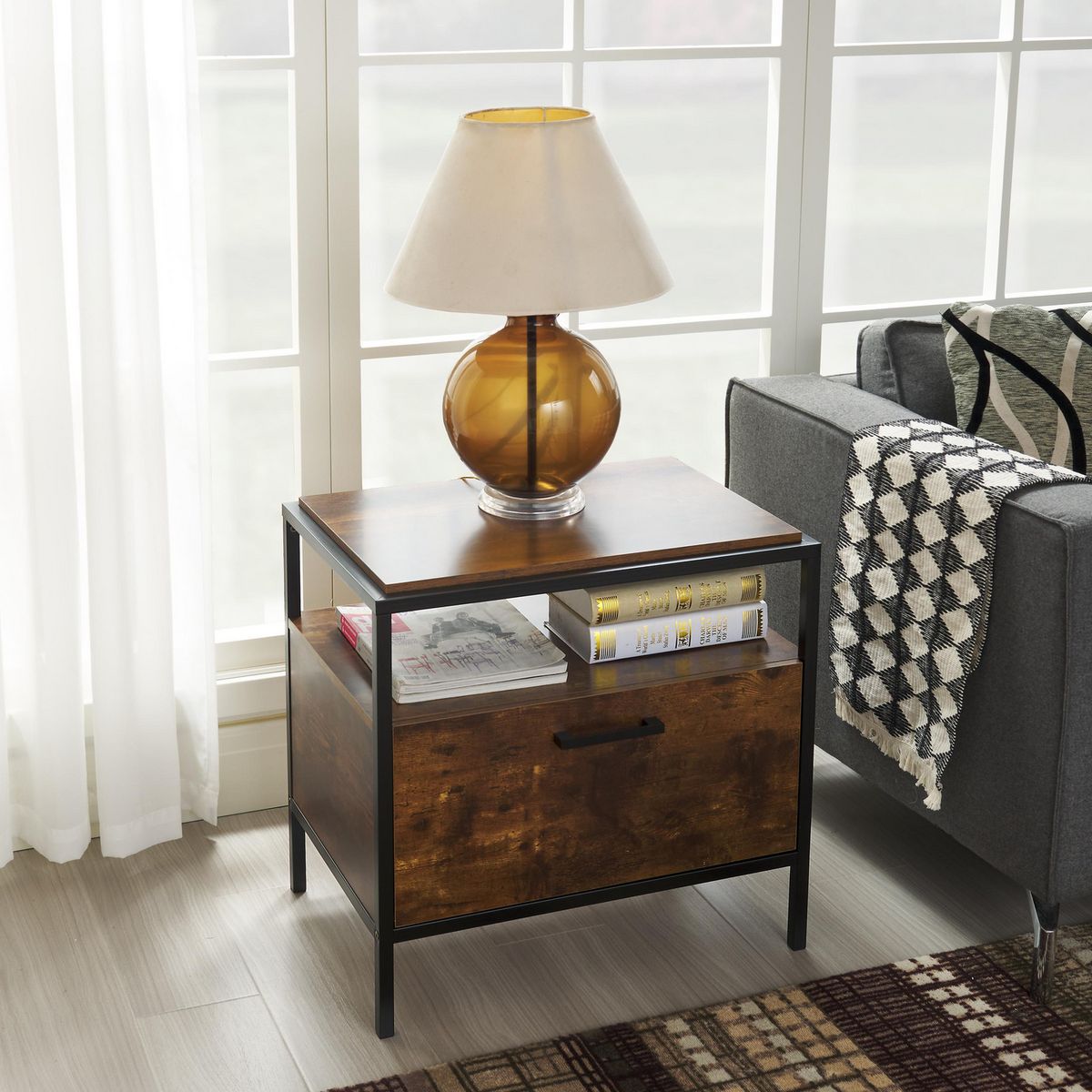 JUST HOME COLLECTION - Mesa de Noche Italia Café/Negro