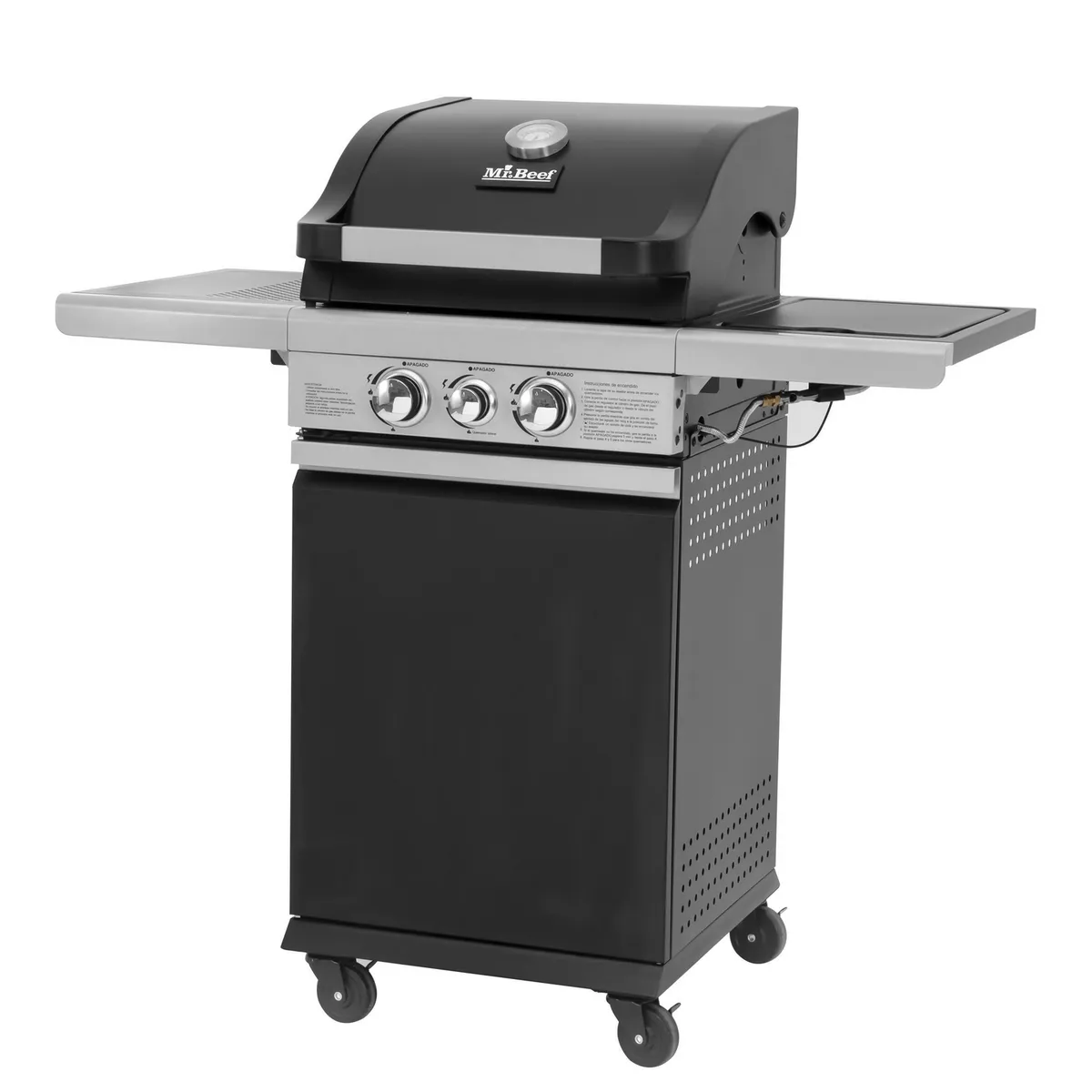 MR BEEF - Parrilla a Gas Pro 2 Quemadores + 1 Quemador Lateral