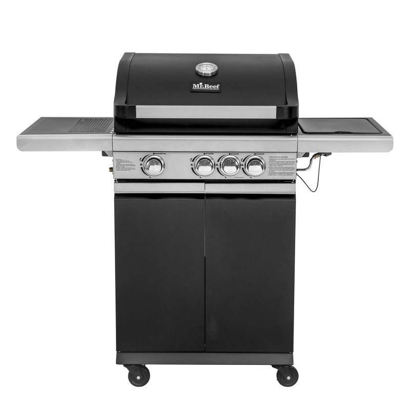 MR BEEF - Parrilla a Gas Pro 3 Quemadores + 1 Quemador Lateral
