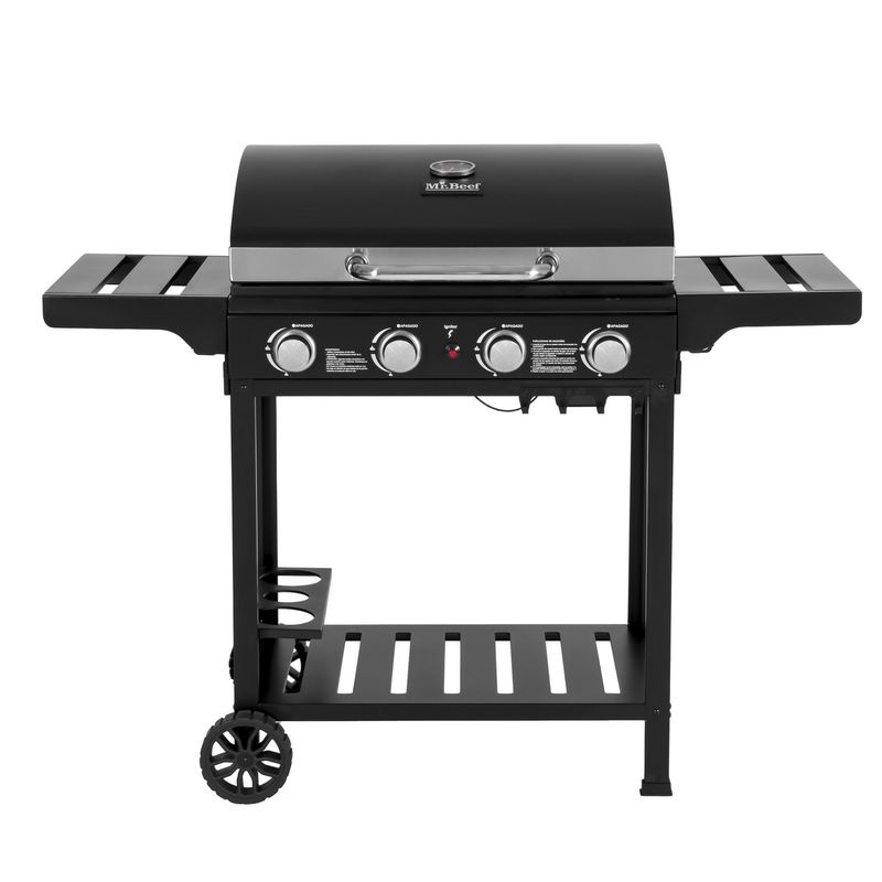 MR BEEF - Parrilla a Gas con 4 Quemadores 2 Bandejas Laterales