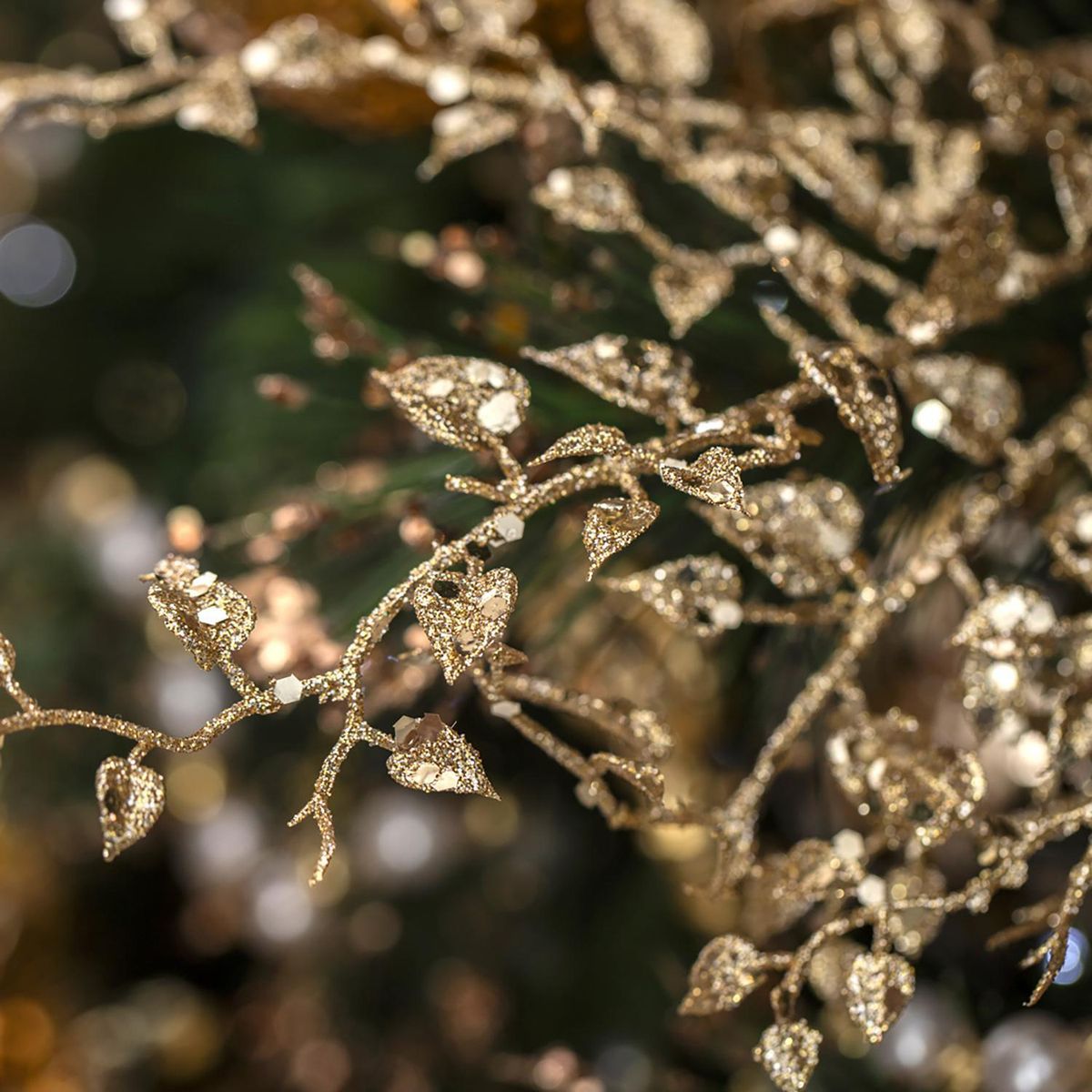 DEAR SANTA - Rama Hoja Mini Dorada con Brillo Navidad 38cm