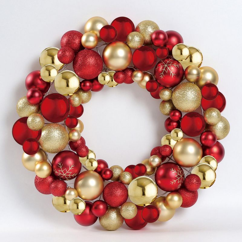 DEAR SANTA - Corona Navidad Esferas Rojo/Dorado 50cm