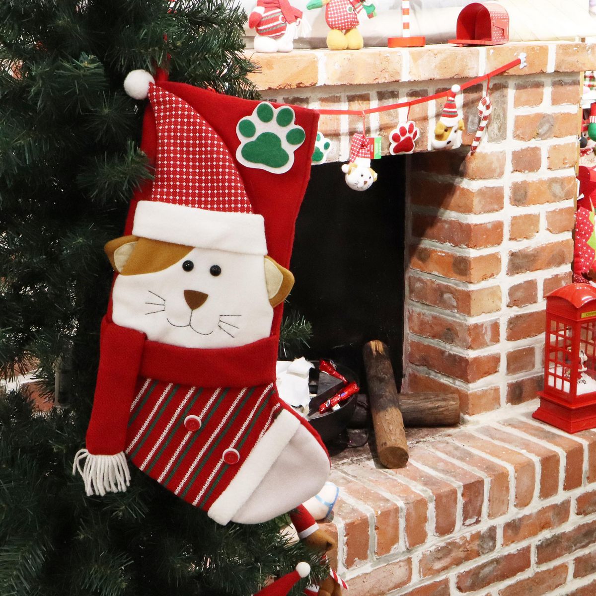 DEAR SANTA - Bota Gato Rojo Navidad 48cm