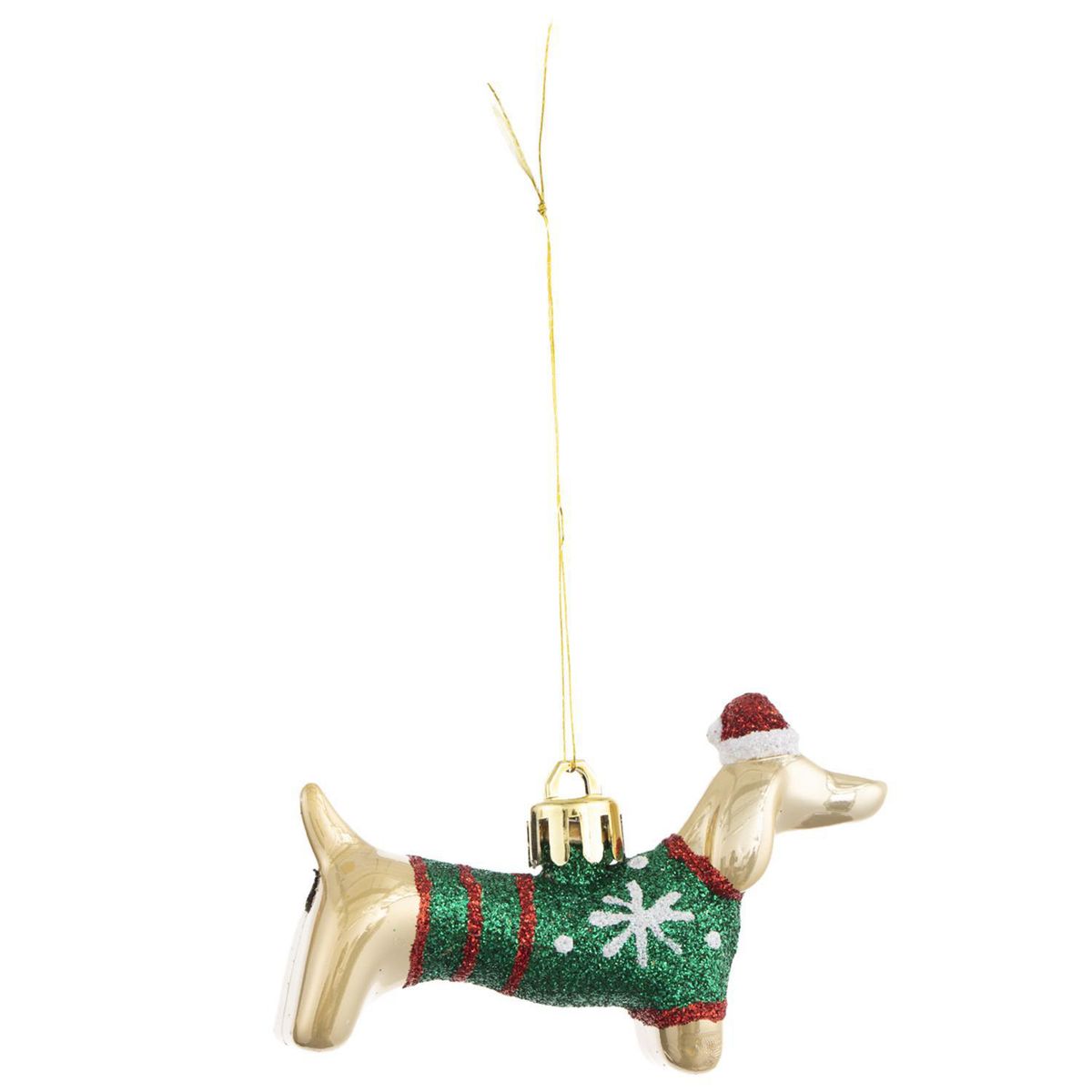 DEAR SANTA - Set 2 Adornos de Árbol Perro Salchicha Navidad 8cm