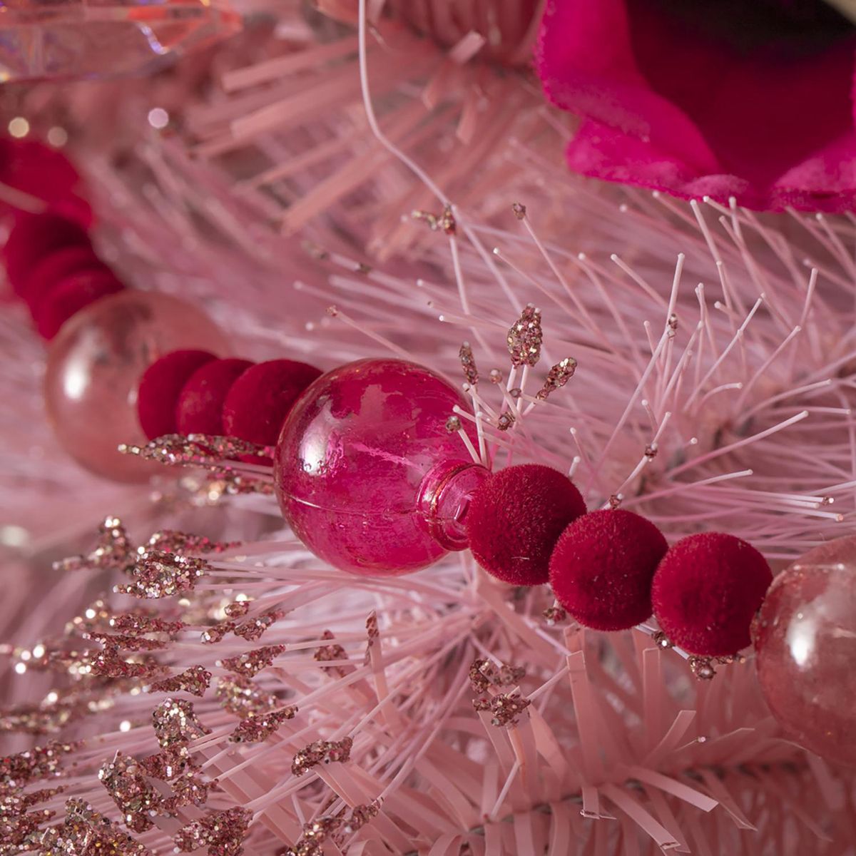 DEAR SANTA - Guirnalda Cuentas Rojo/Rosa Navidad 180cm