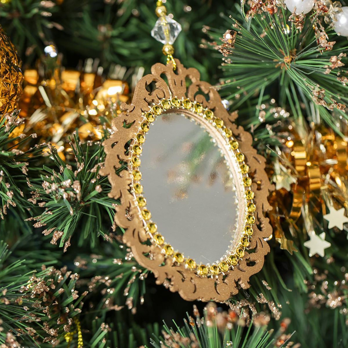 DEAR SANTA - Set 2 Adornos de Árbol Espejo Navidad 7x10cm