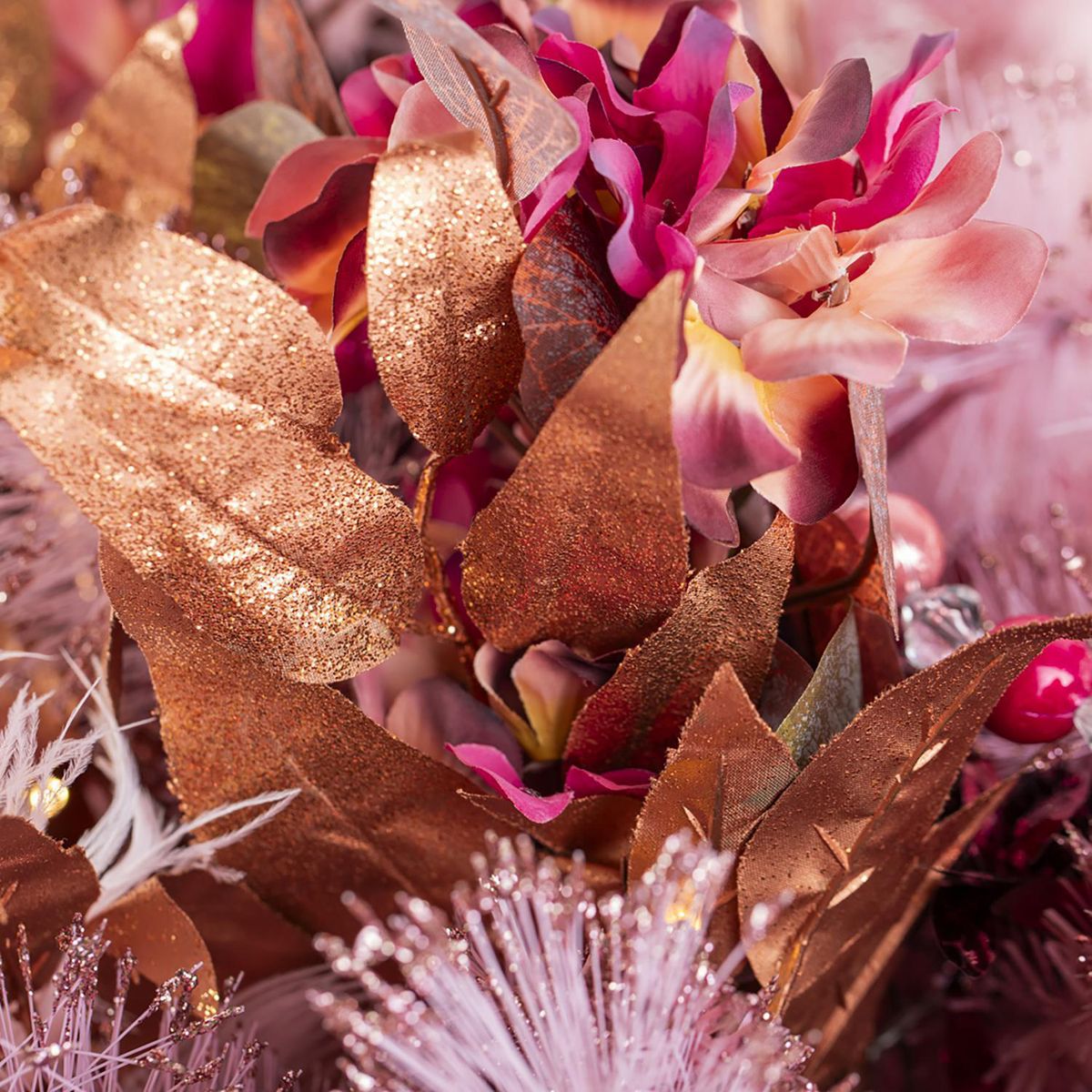 DEAR SANTA - Rama Hoja Rosa Navidad 48cm