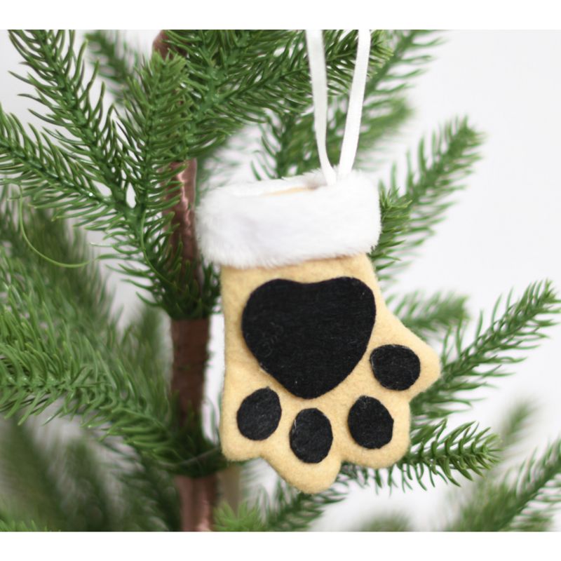 DEAR SANTA - Adorno de Árbol Huella de Perro Café Navidad 9cm