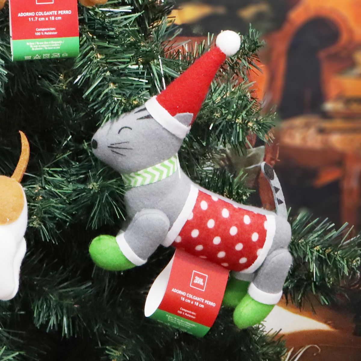 DEAR SANTA - Adorno de Árbol Perro Navidad 16x18cm