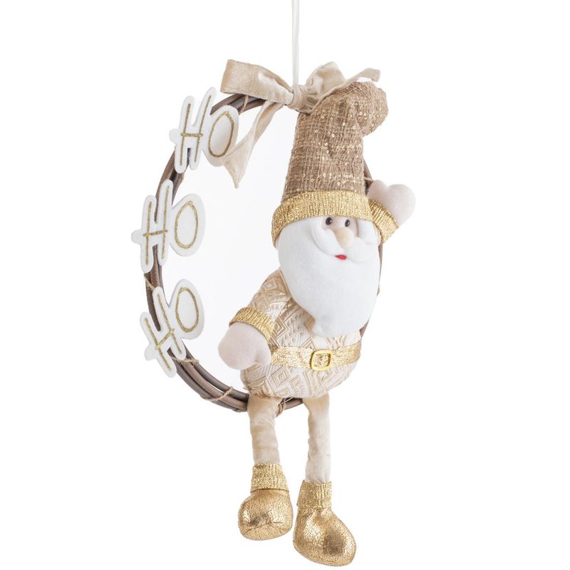 DEAR SANTA - Corona Navidad Santa Claus Colgante Dorado 33x45cm
