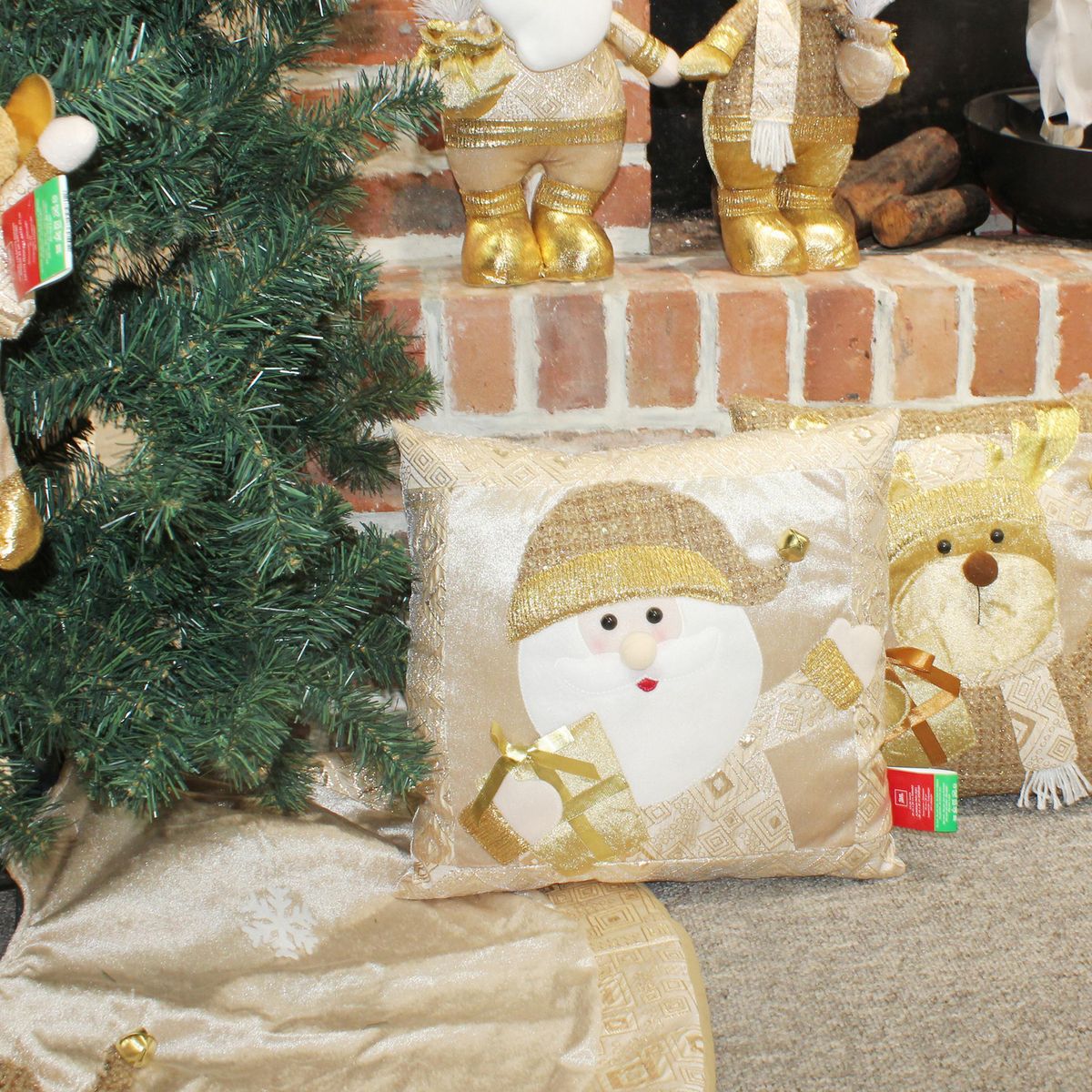 DEAR SANTA - Cojín Santa Claus Dorado Navidad 38x38cm