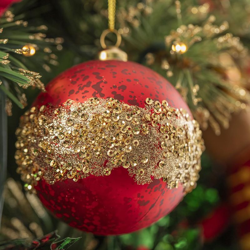 DEAR SANTA - Esfera Roja Brillo Navidad 8cm
