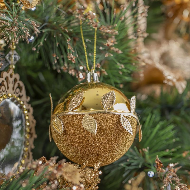 DEAR SANTA - Esfera Dorada con Hojas Navidad 8cm