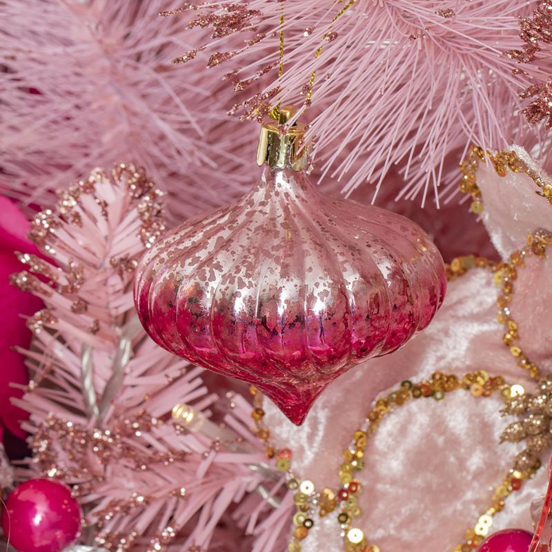 DEAR SANTA - Set 3 Adornos de Árbol Cebolla Rosa Navidad 6cm