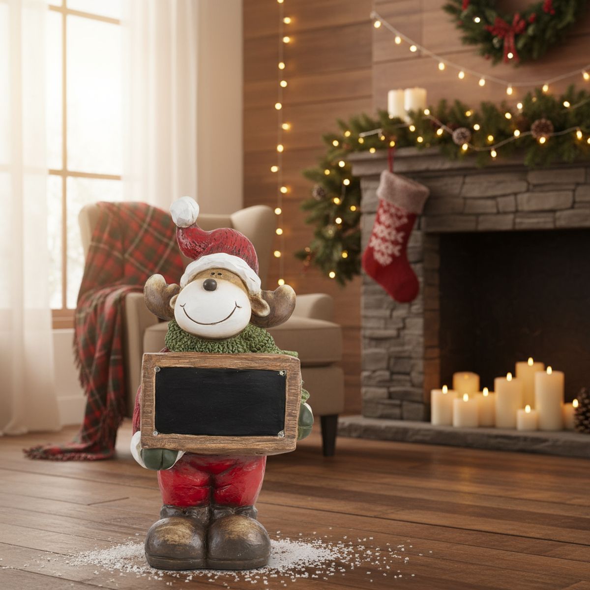 DEAR SANTA - Reno con Pizarra LED Navidad 55.5cm